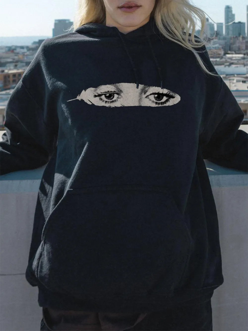 Eyes Watching Pattern Printed Hoodie