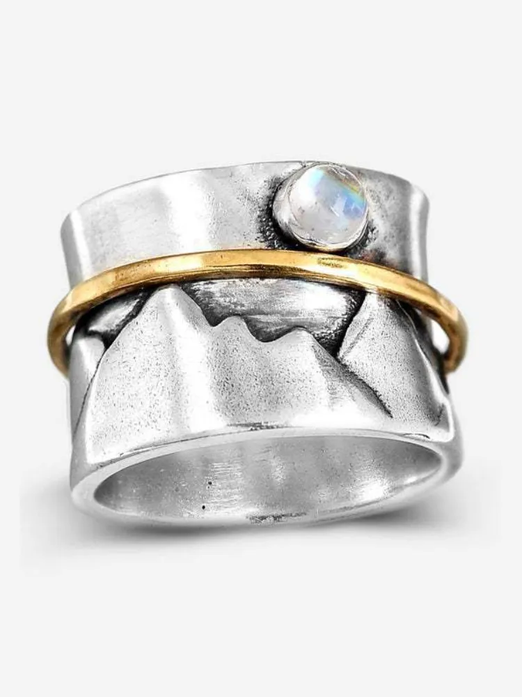 Mountains Inspired Moonstone Studded Ring