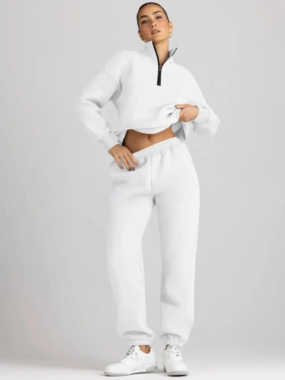 2 Piece Sweatsuits Long Sleeve Half Zip Pullover and Baggy Sweatpants