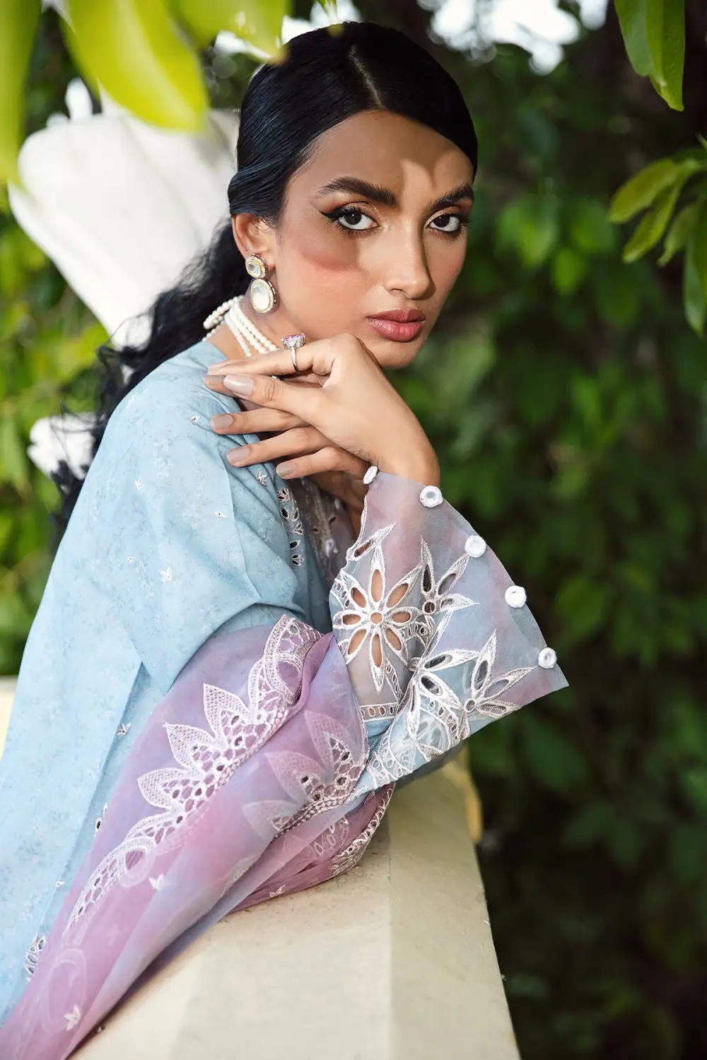 Powder Blue Embroidered Lawn