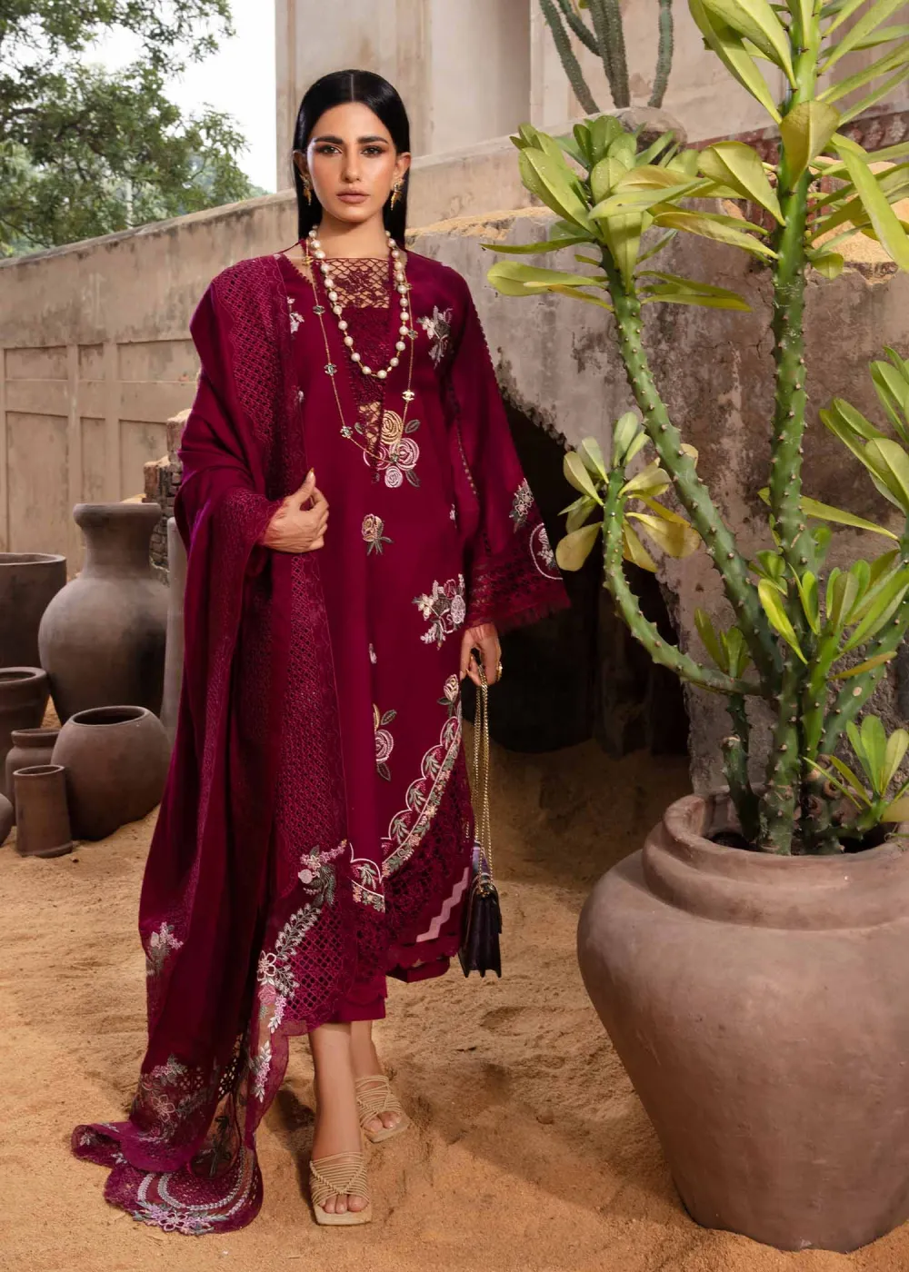 Plum Serenity Embroidered Sets