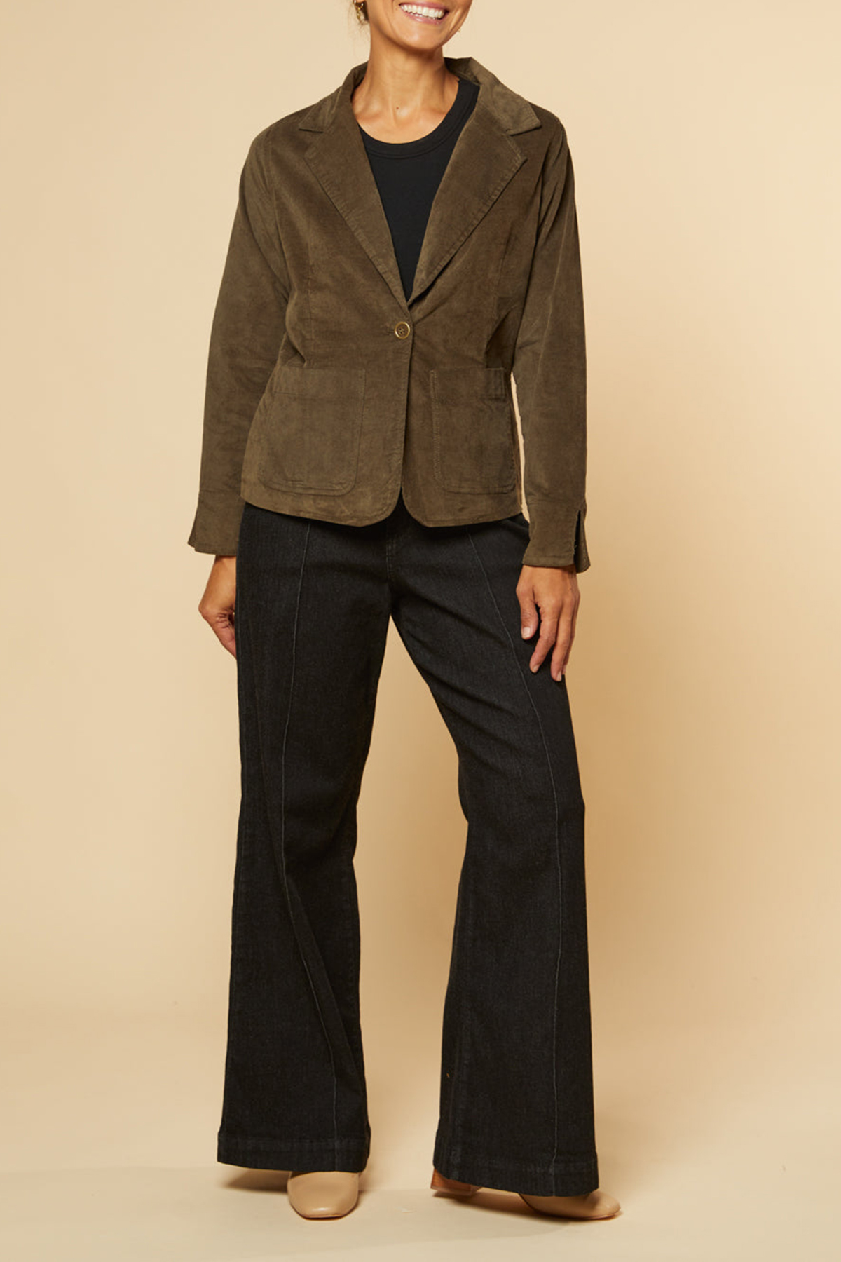 Adrift Relaxed Brushed Cotton Blazer In Olive