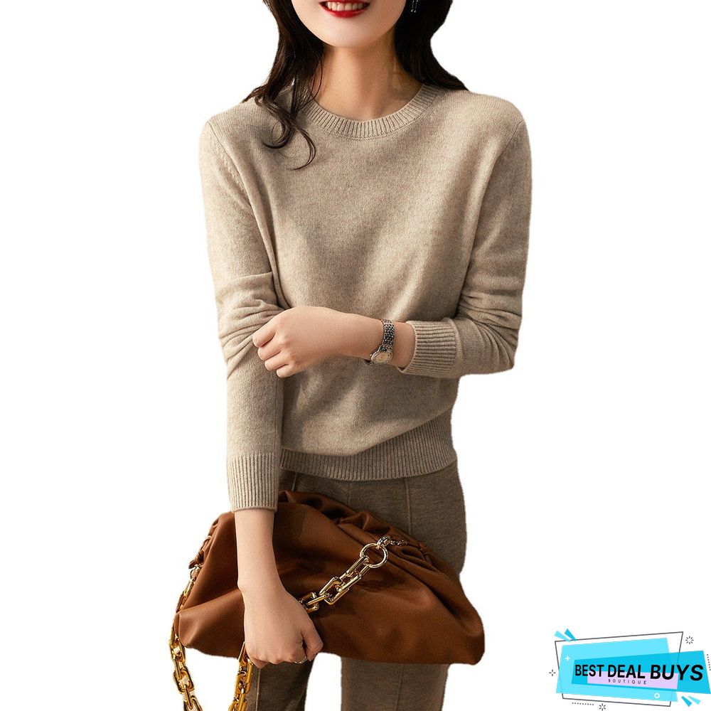 Loose Round Neck Pullover with Thin Knitted Bottoming Shirt