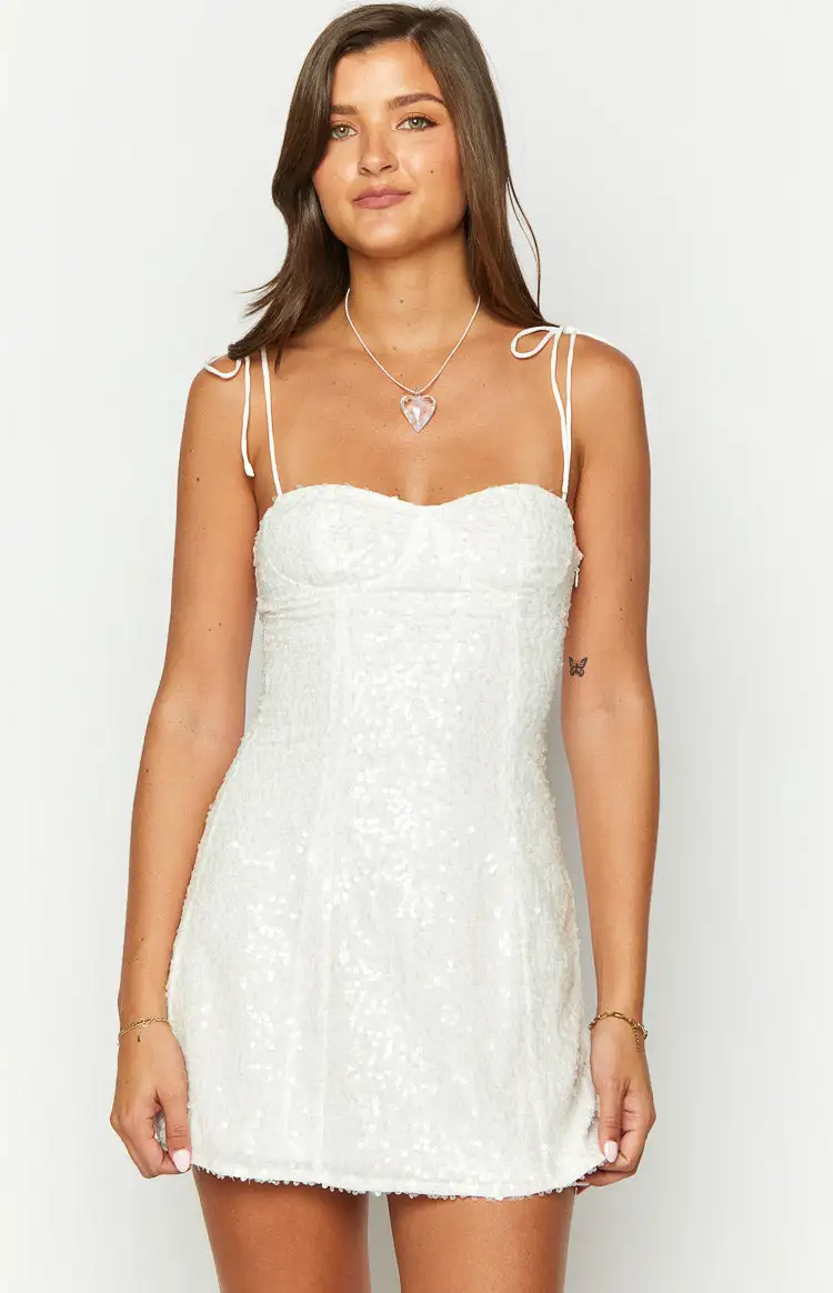 Penny Lane White Sequin Mini Dress