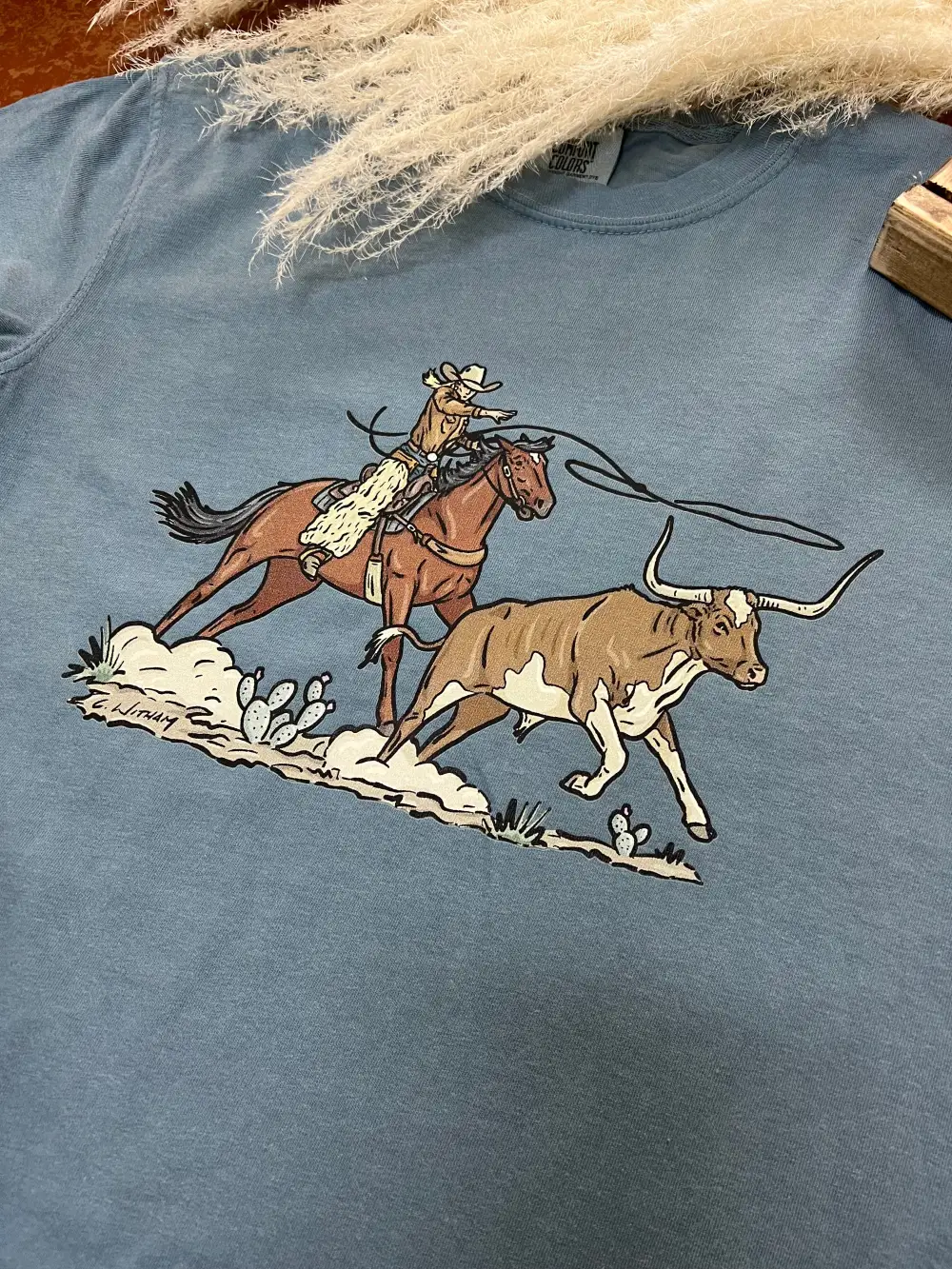 Lasso The Longhorn Tee-Blue