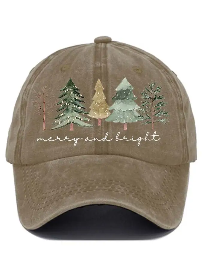 Women's Casual Merry And Bright Print Baseball Cap