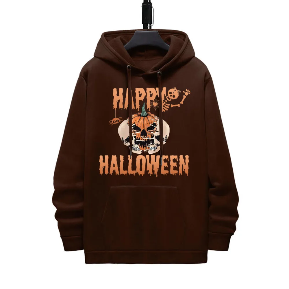 HAPPY HALLOWEEN PATTERN PRINTED HOODIE