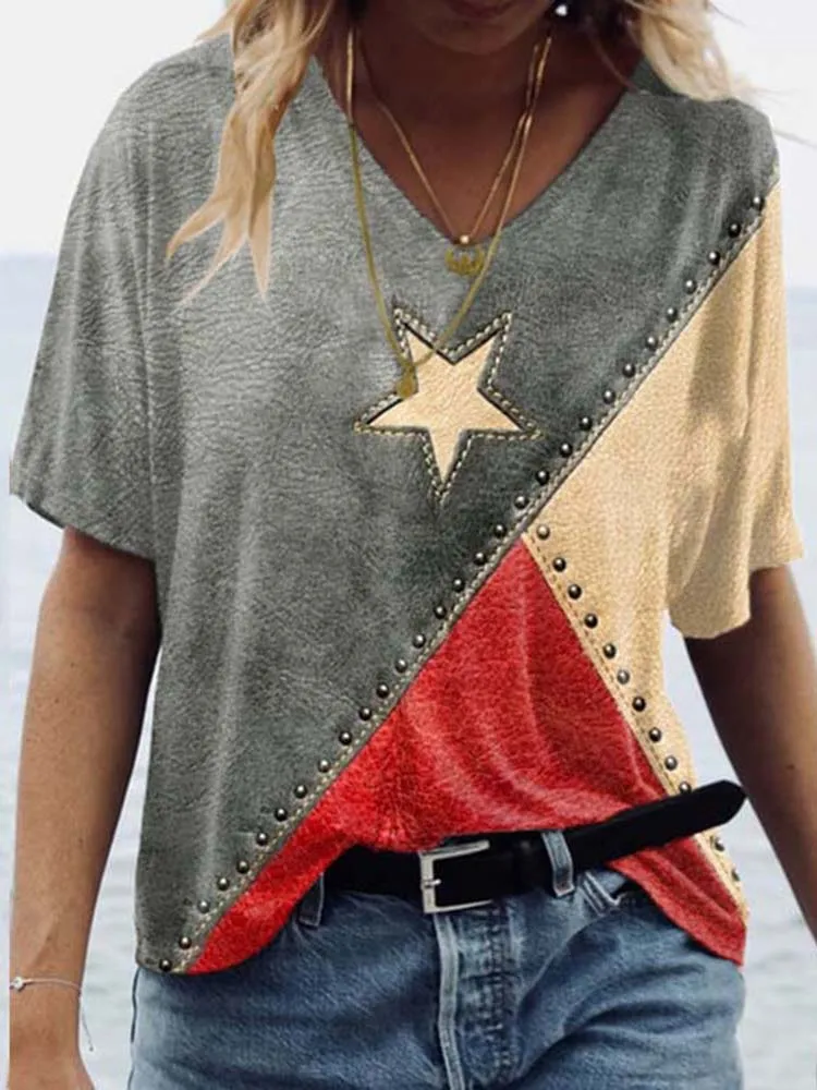 Women's Western Independence Day Art Print T-Shirt