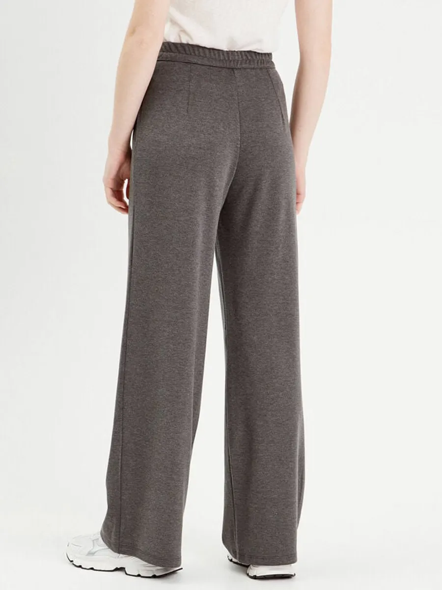 Pantalon city large fluide gris clair femme