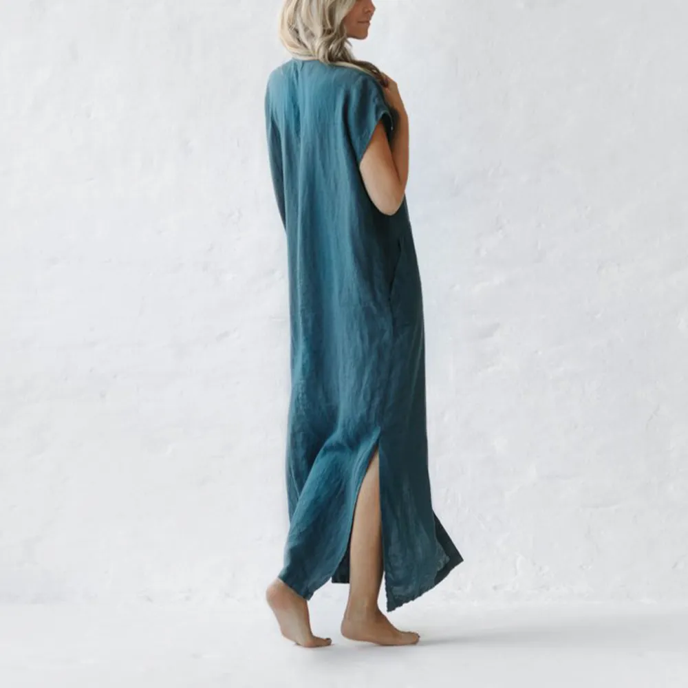 Minimalism Sleeveless Linen Shirt Dress