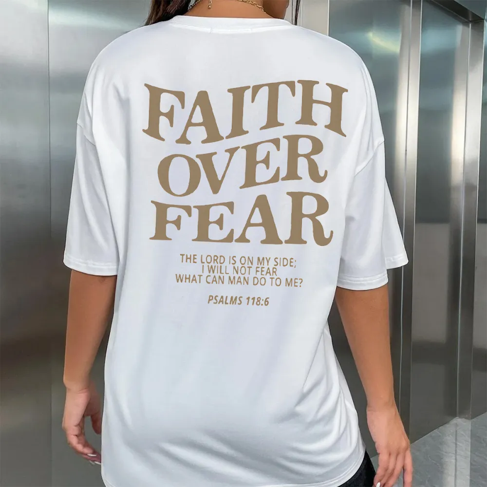 FAITH OVER FEAR PATTERN PRINTED TEE