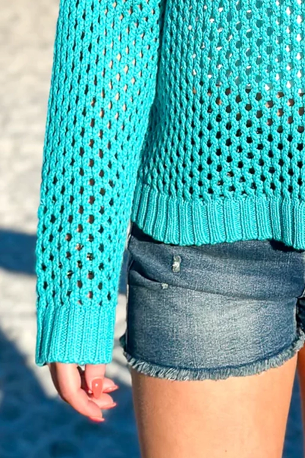 Green Open Knit Sweater