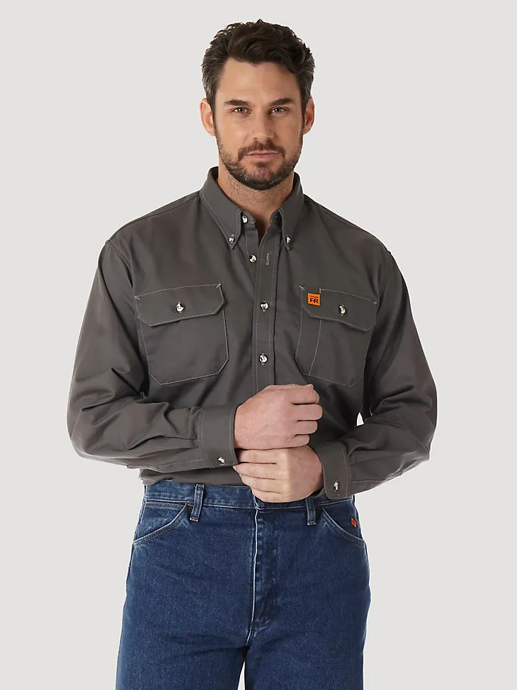 WRANGLER® RIGGS WORKWEAR® FR FLAME RESISTANT WORK SHIRT IN SLATE GREY