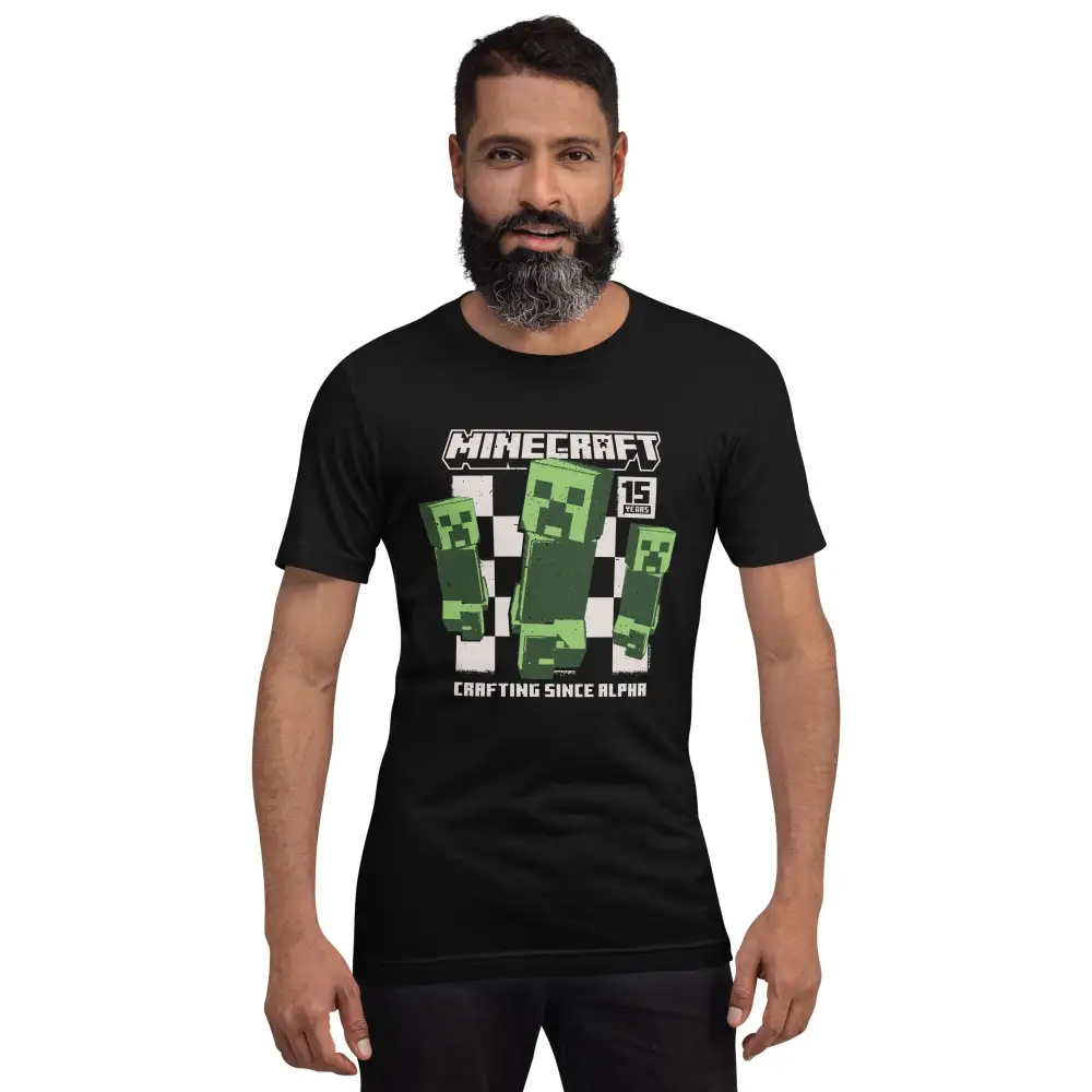 Minecraft 15th Anniversary Checkered Creeper Adult T-Shirt