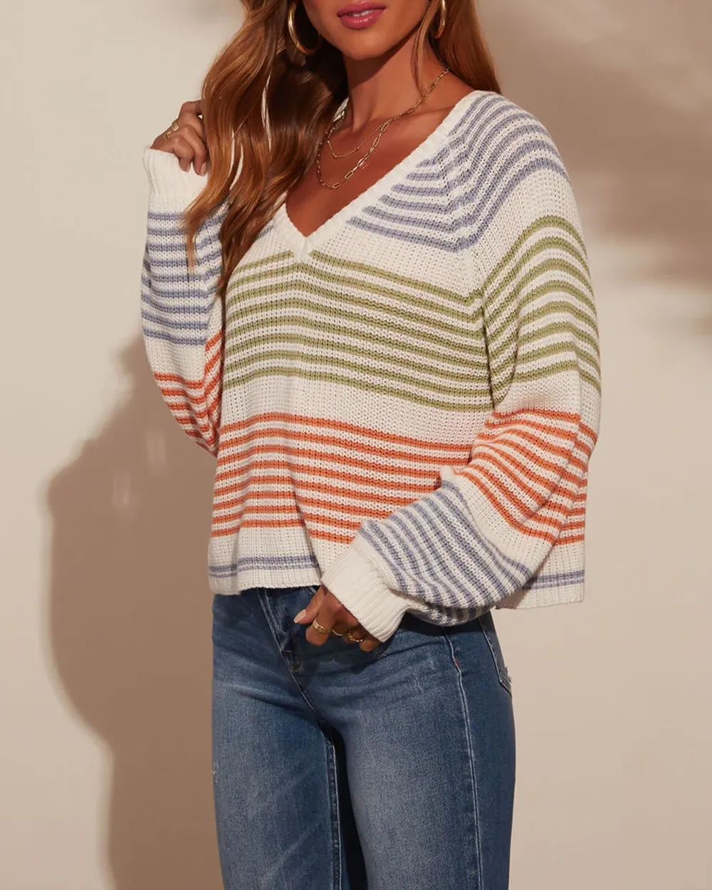 Yara Striped Oversized Pullover Sweater