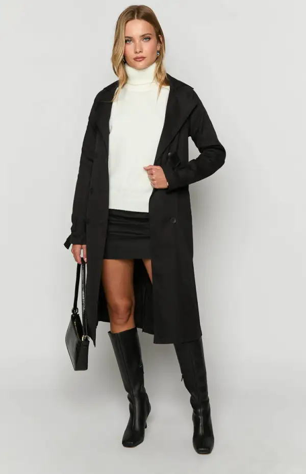 Santos Black Trench Coat