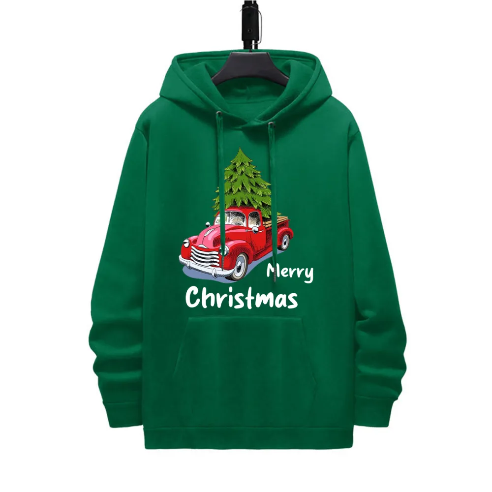 MERRY CHRISTMAS PATTERN PRINTED HOODIE