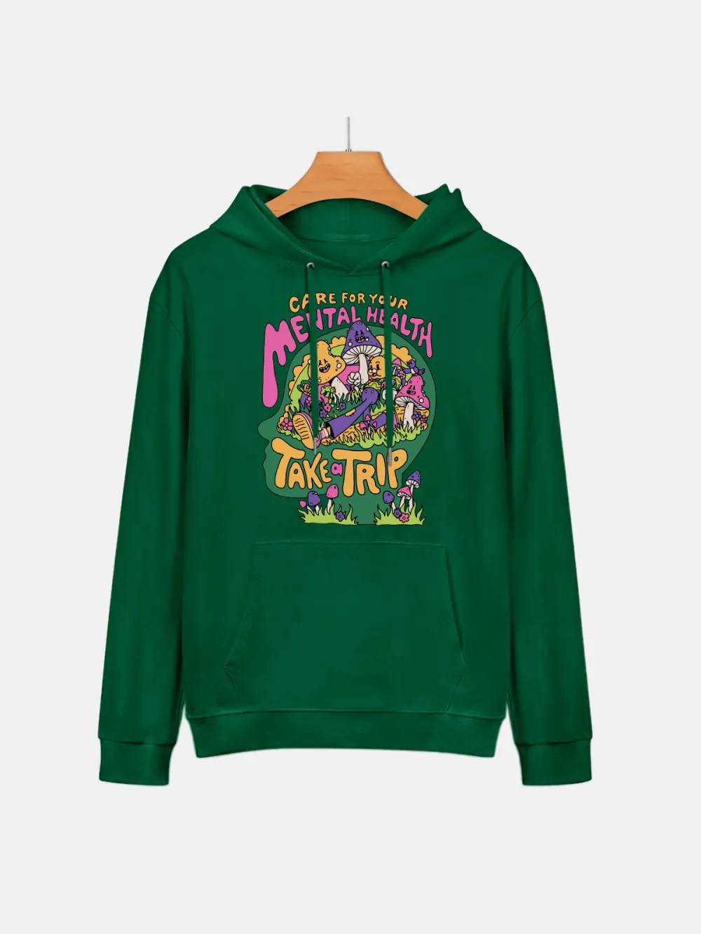 CARE FOR YOUR MENTAL HEALTH PATTERN PRINTED HOODIE