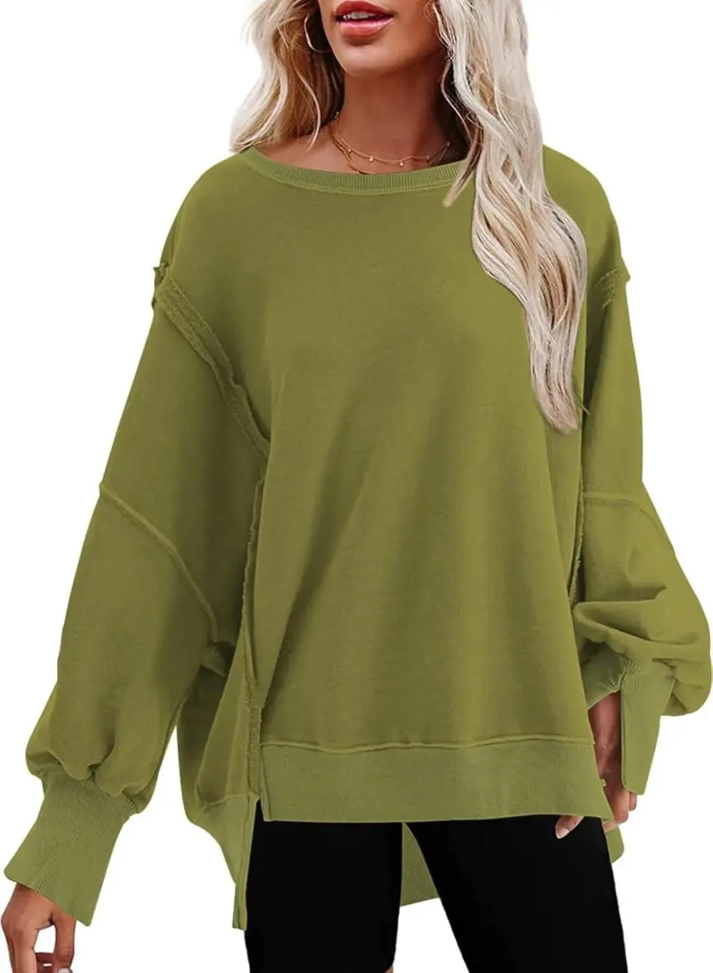 Oversized Reverse Seam Sweatshirt Long Sleeve Crewneck Pullover