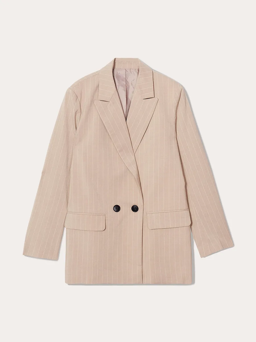 Veste blazer boutonnée sable femme