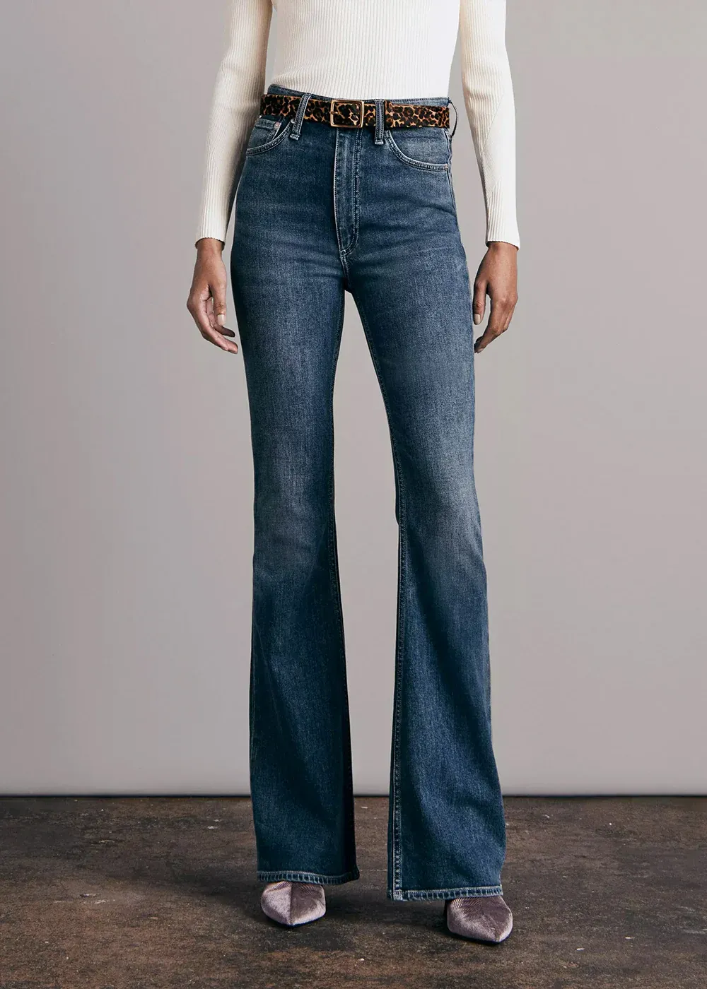 High-Rise Washed Flare Jeans