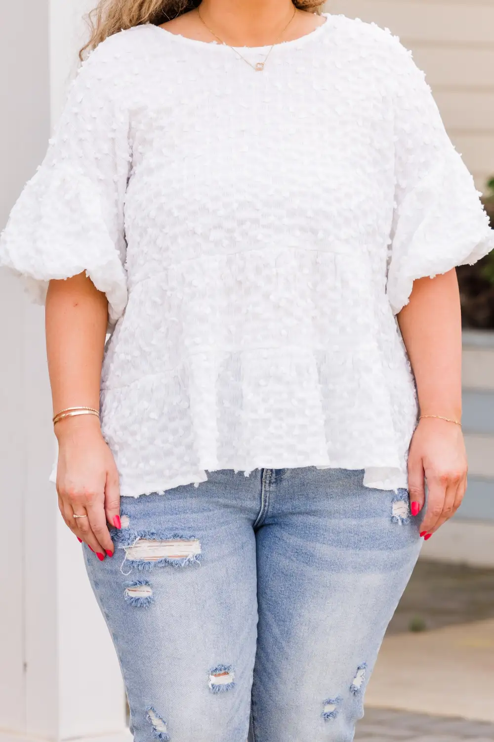 A Rosy Smile Top, White