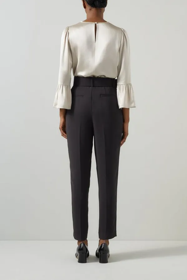 Black Belted Crepe Trouser