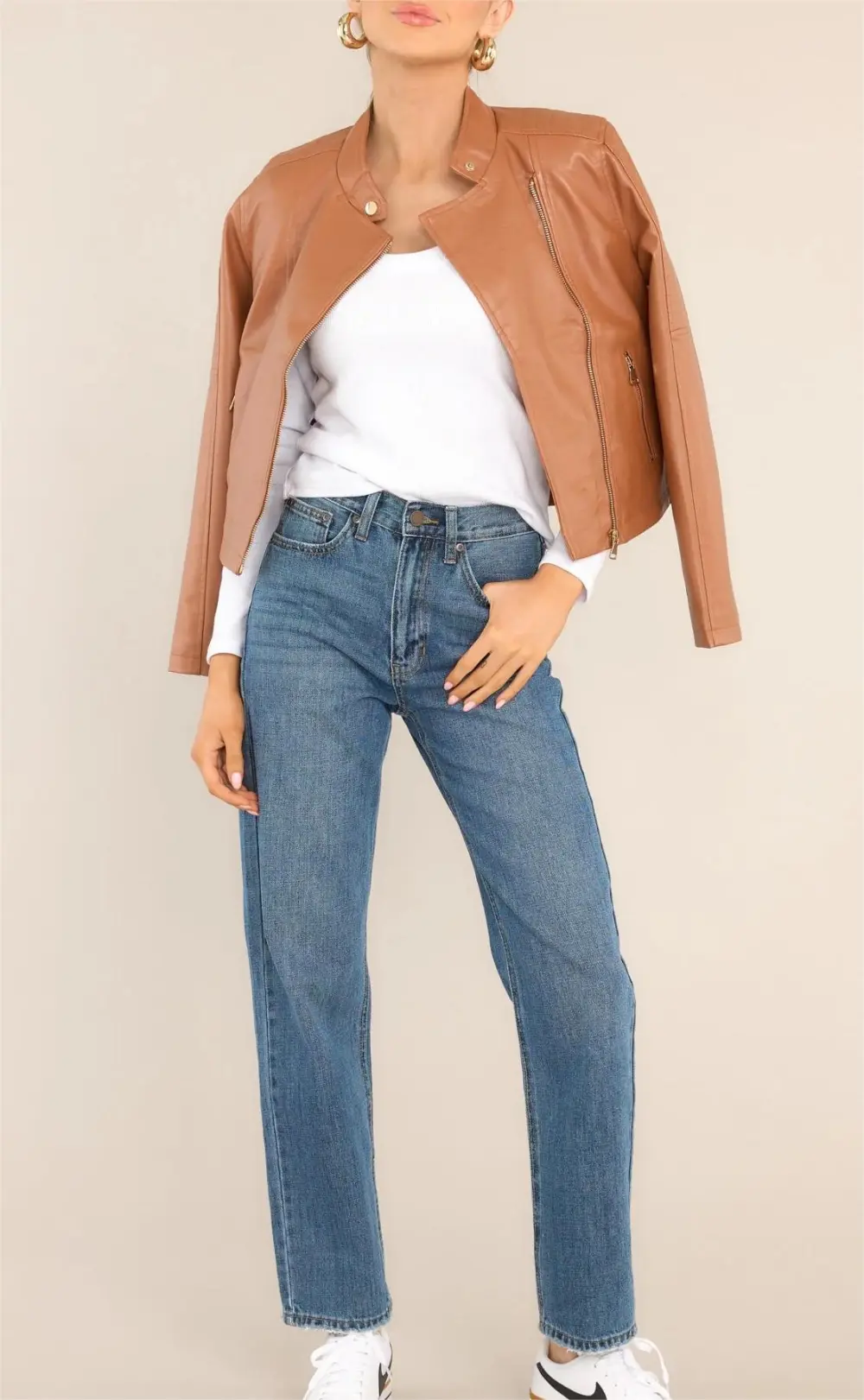 CARAMEL FAUX LEATHER JACKET