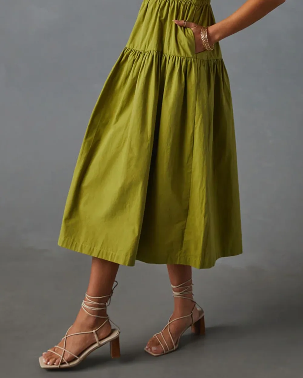 Briella Tie Shoulder Tiered Midi Dress