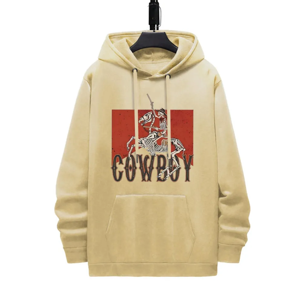 COWBOY RIDING PATTERN PRINTED HOODIE