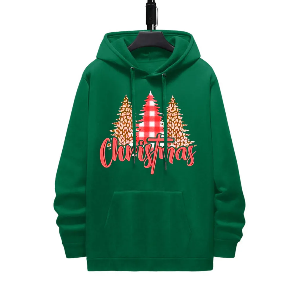 CHRISTMAS TREE PATTERN PRINTED HOODIE