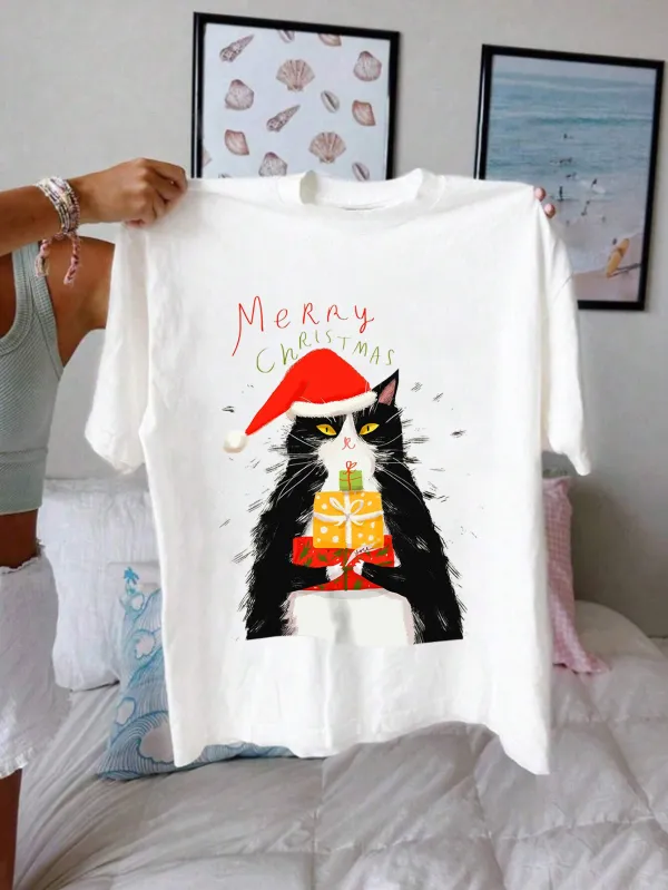 Kitty Santa Lady T-shirt