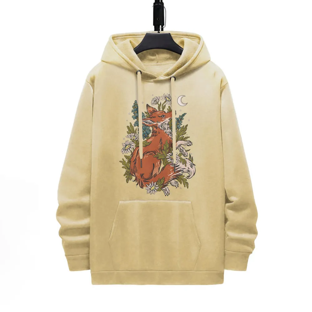 PRETTY FOX PATTERN PRINTED HOODIE