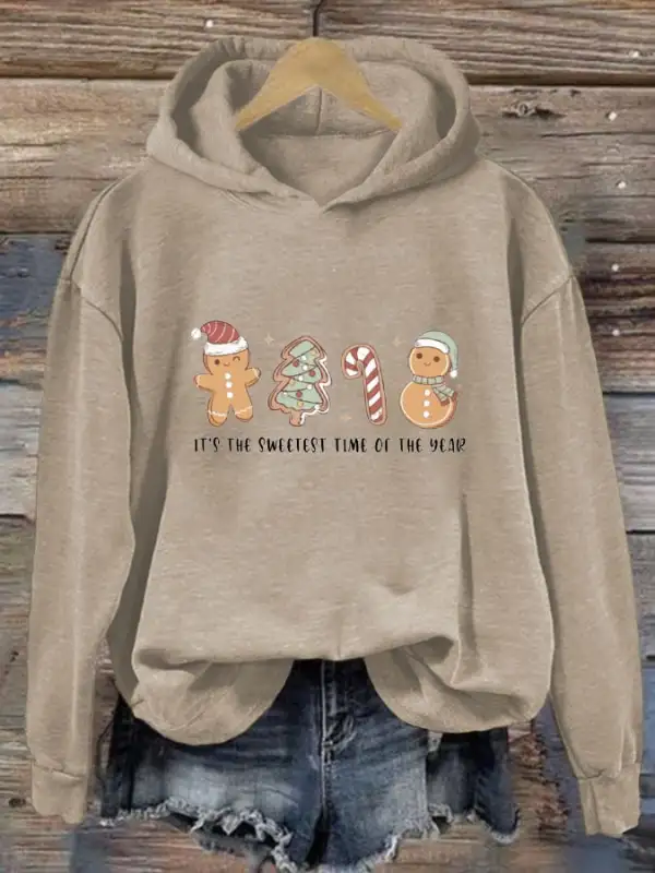 Women's It'S The Sweetest Time Of The Year Christmas Print Casual Hooded