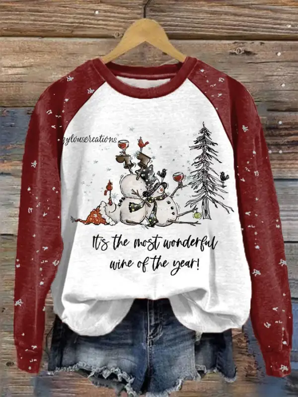 Women's Christmas It's The Most Wonderful Wine of The Year Printed Sweatshirt