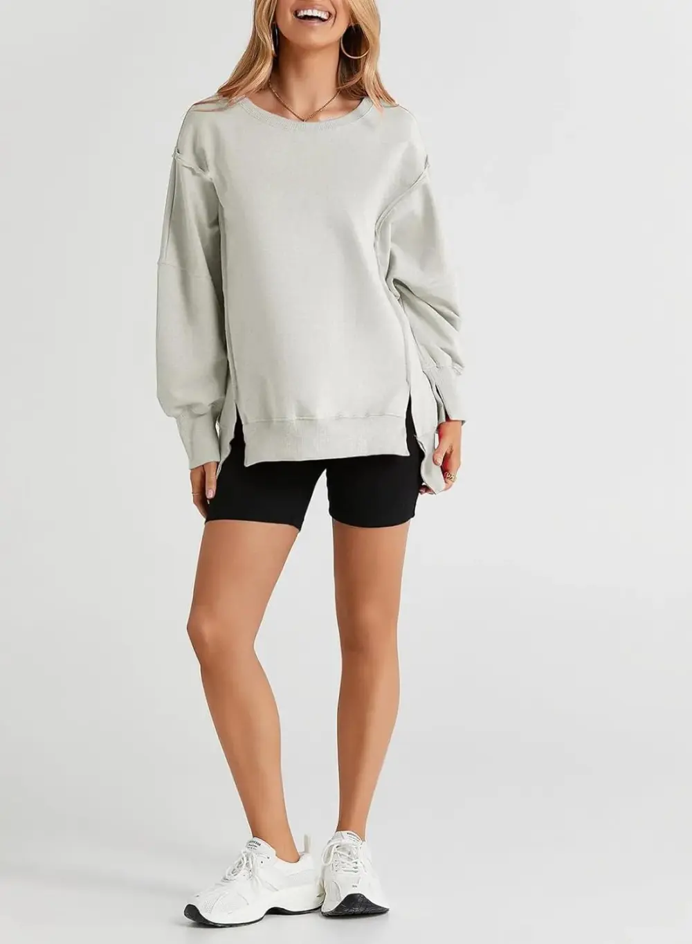 Oversized Reverse Seam Sweatshirt Long Sleeve Crewneck Pullover