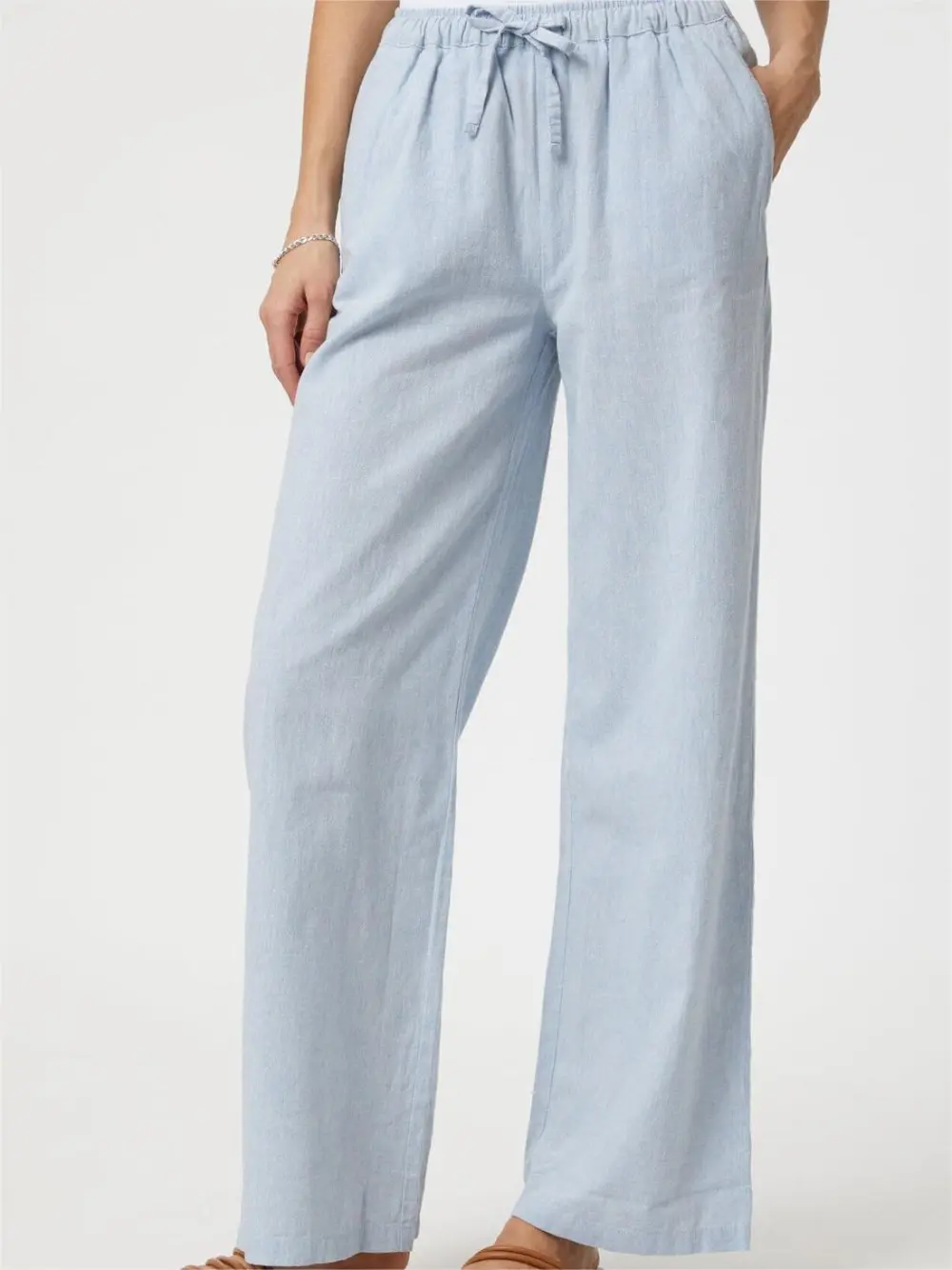 Woven Straight Leg Cotton Pants