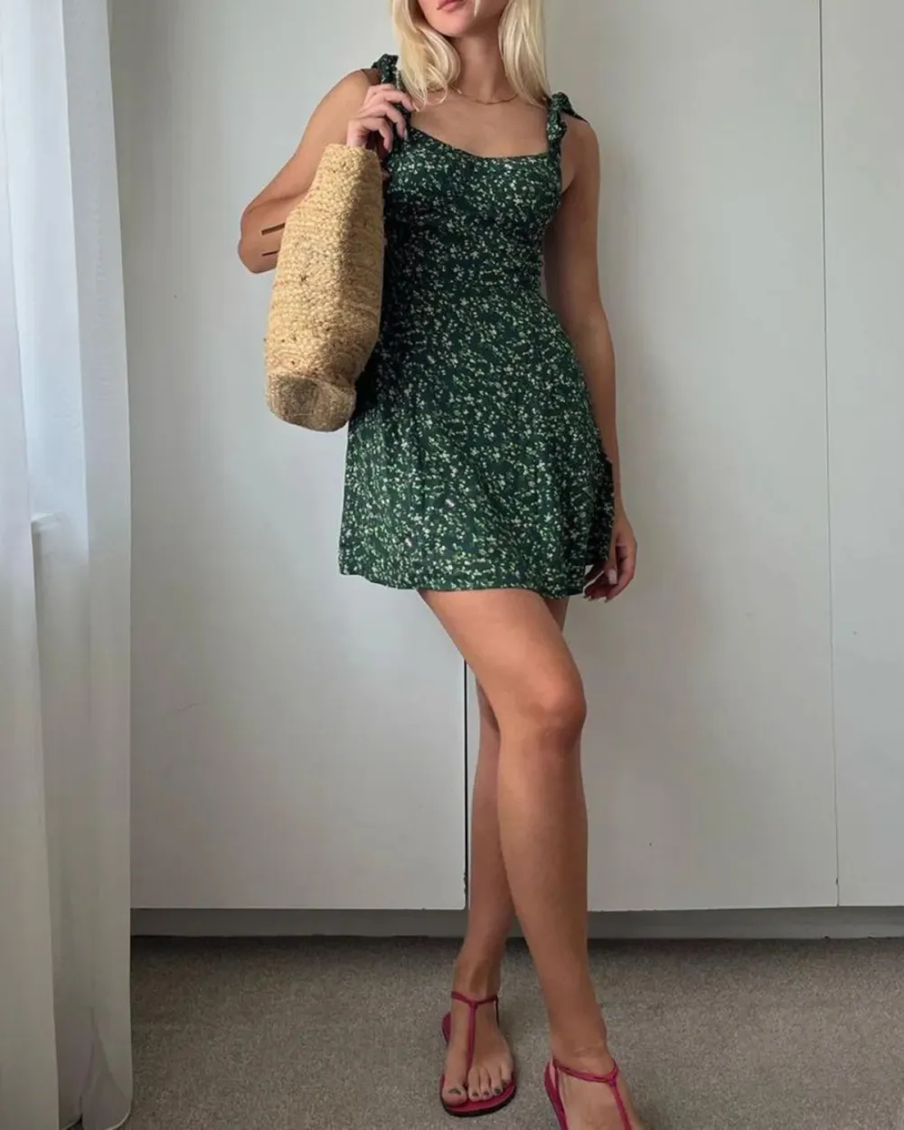 Green Polka Dot Strapless Dress