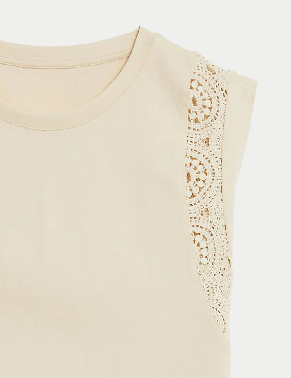 Pure Cotton Lace Insert T-Shirt