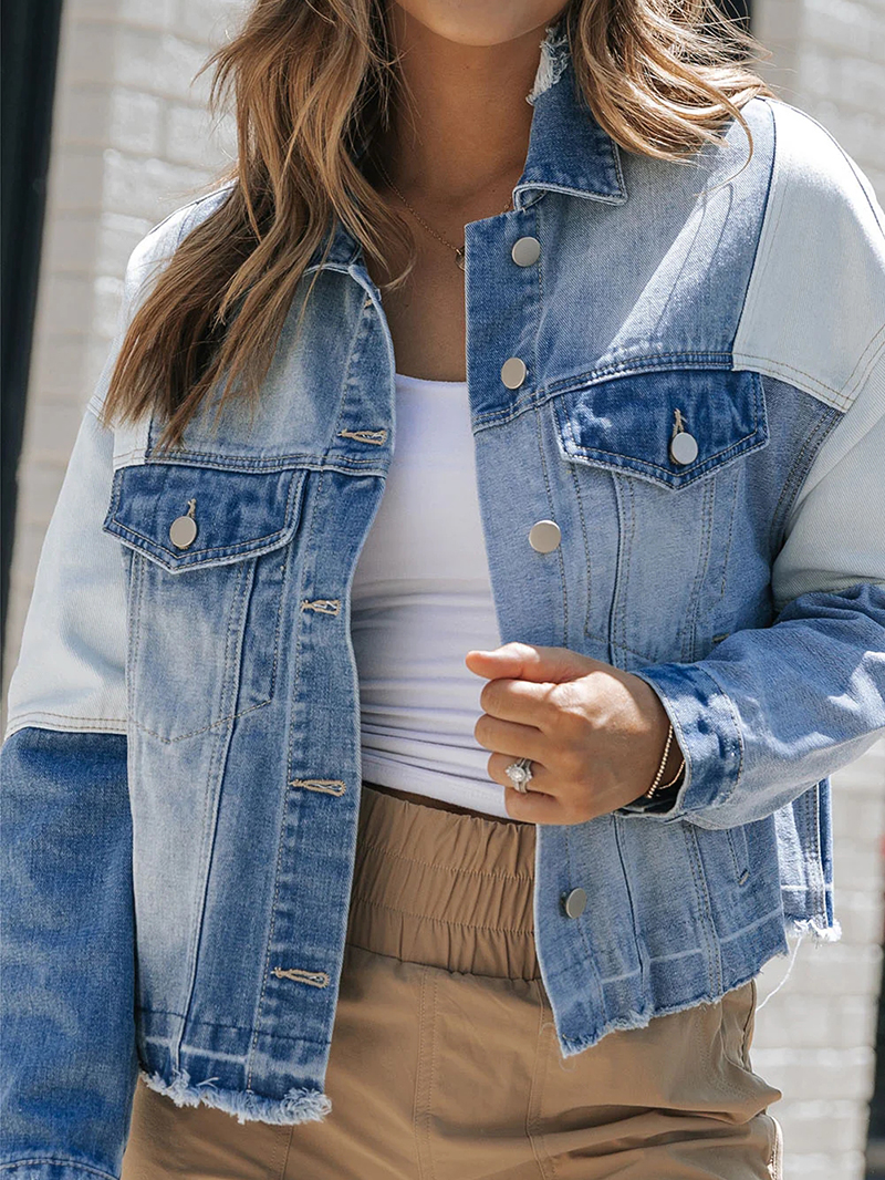 Women's contrast patchwork denim jacket