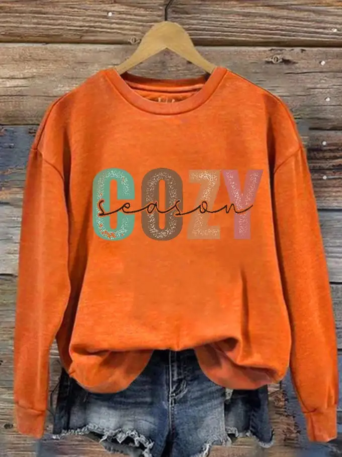 Women's Cozy Season Print Casual Sweatshirt