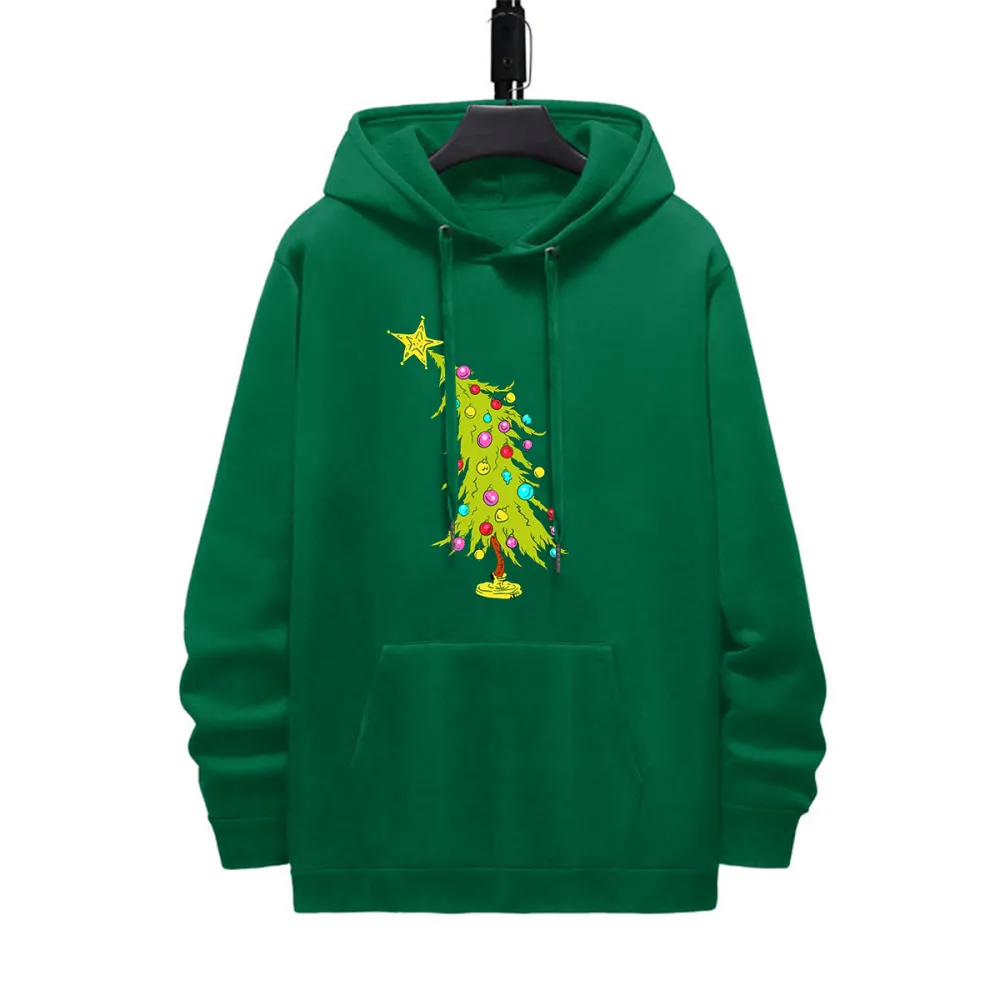 CHRISTMAS TREE PATTERN PRINTED HOODIE