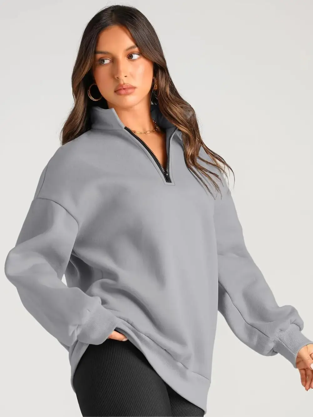 Oversized Sweatshirts Half Zip Pullover Long Sleeve