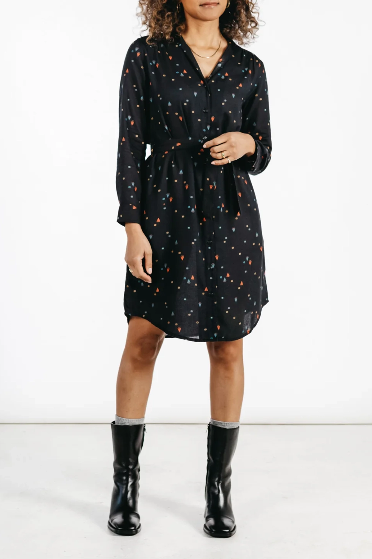 The Emery Shirt V-neck Dress