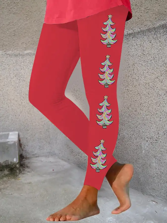 Women's Merry   Tree Print Leggings