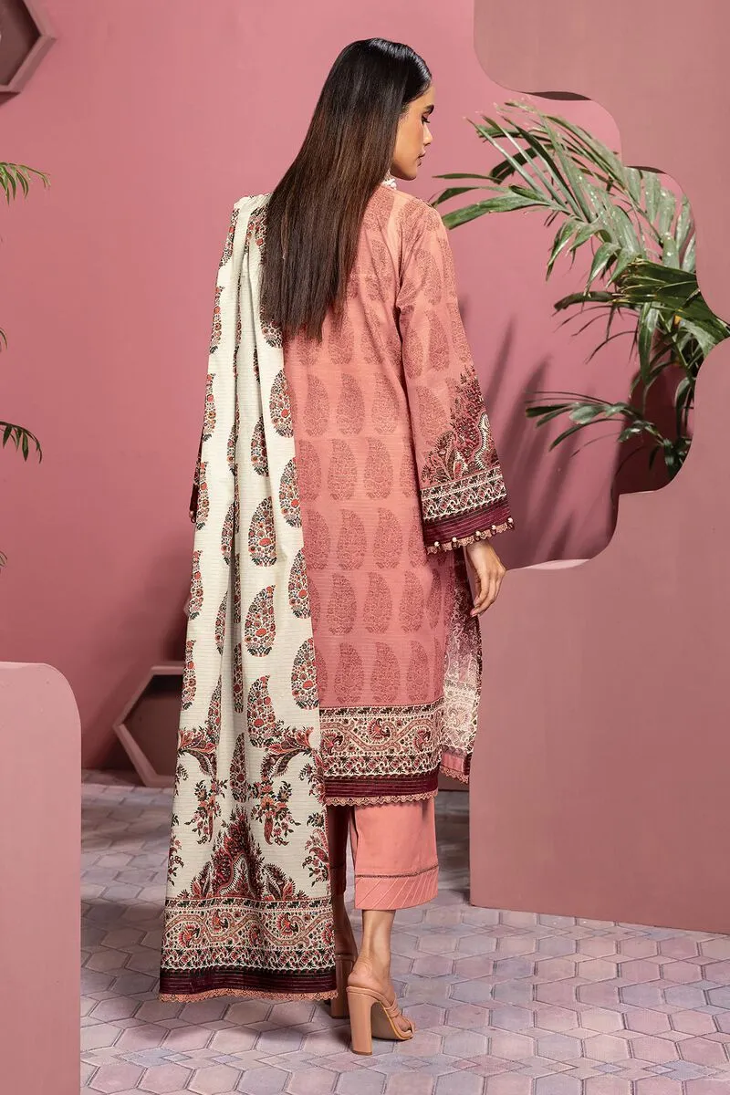 3 Piece Kurta Embroidered | Dupatta& Bottom & Tops | Color dark pink