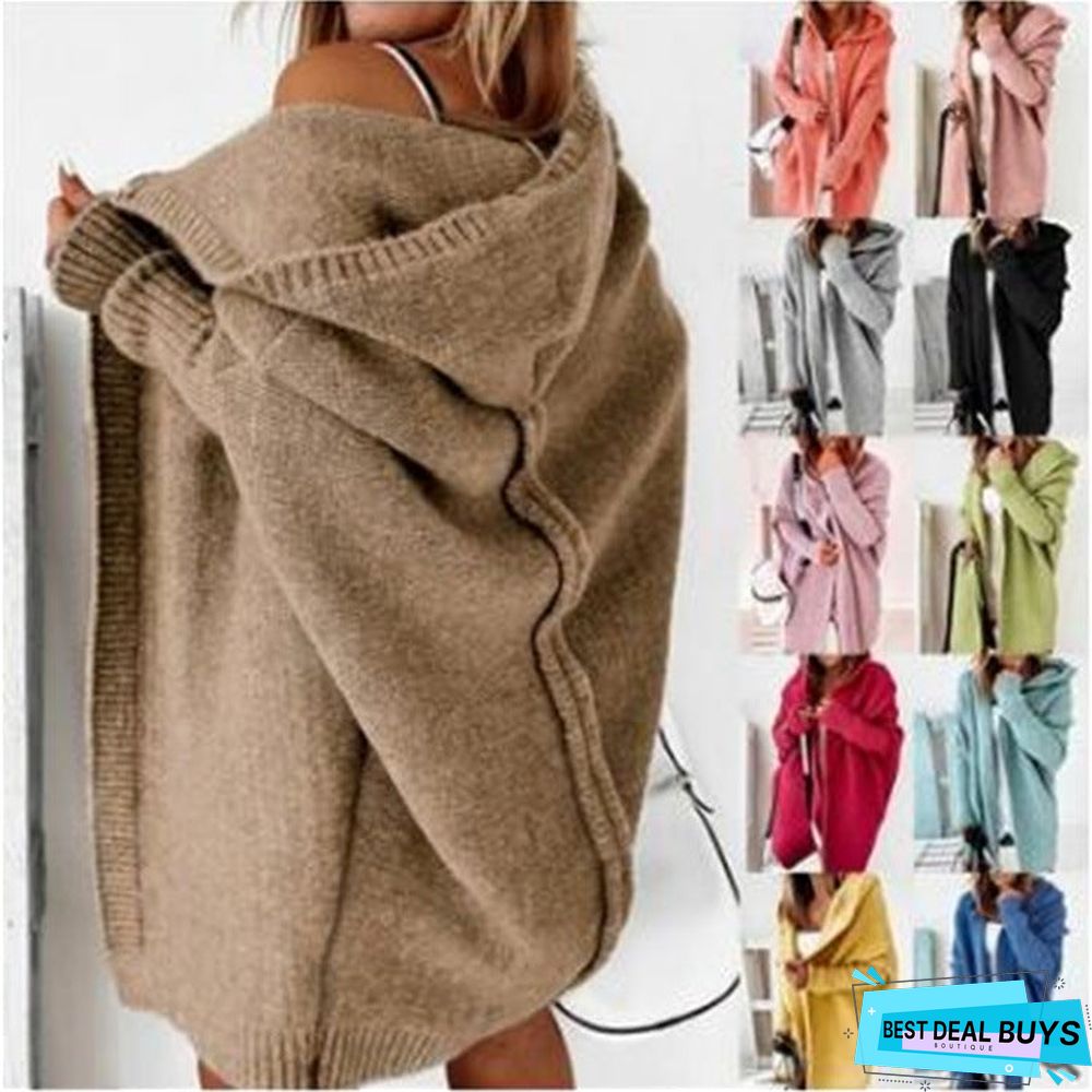 Women's Casual Cardigan Soft Hoodie Oversized Knitted Sweater