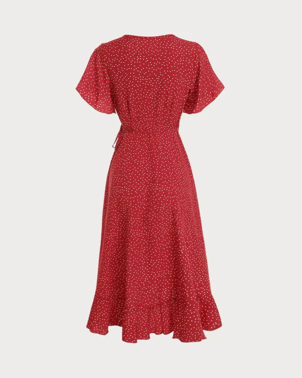 Red Polka Dot Short Sleeve Dress