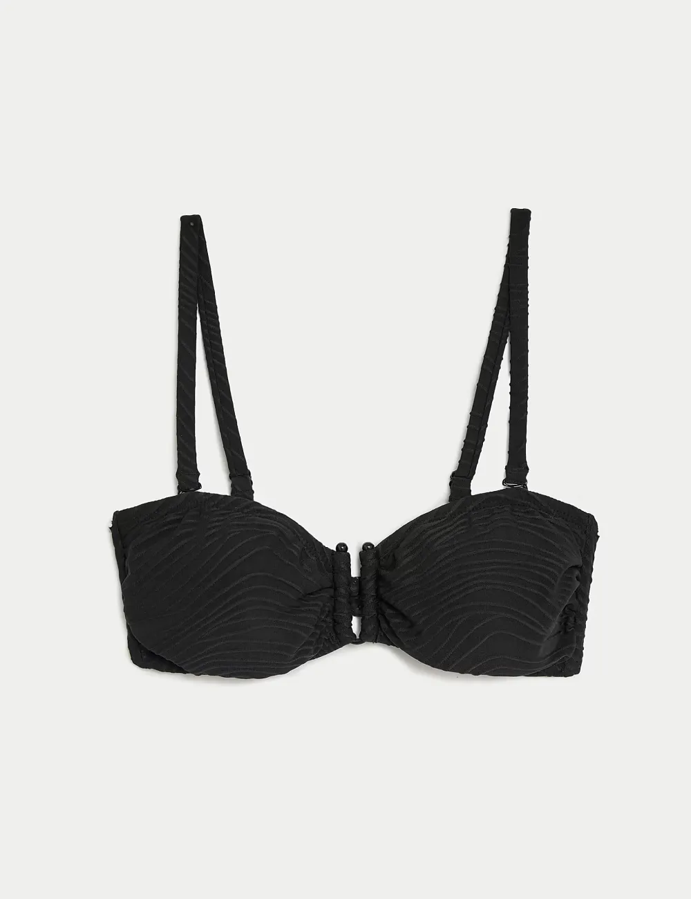 Textured Bandeau Black Bikini Top