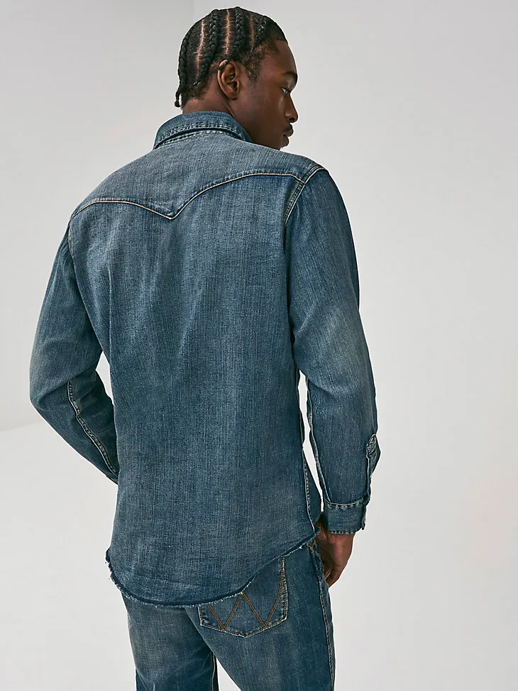 COWBOY CUT® LONG SLEEVE WESTERN DENIM SNAP WORK SHIRT IN DARK DENIM